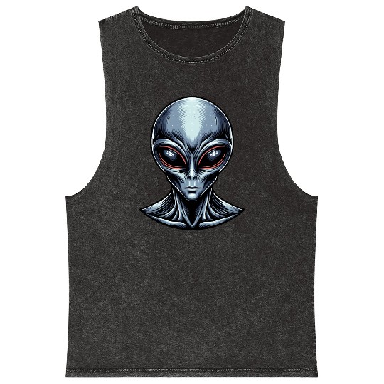 Grey Alien Mineral Wash Tank Tops