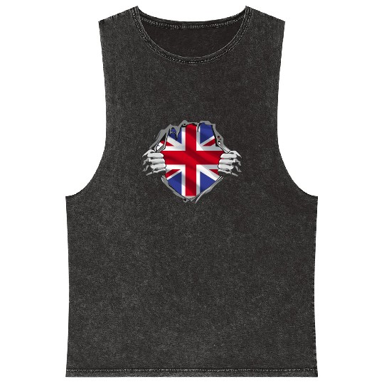Union Jack Ripped Style UK Pride Mineral Wash Tank Tops