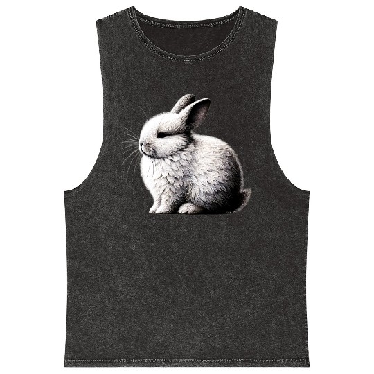 Minimal Whiskers - Peaceful Bunny Art by TSQ Mineral Wash Tank Tops
