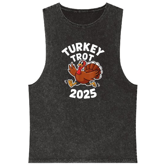 Funny Thanksgiving Turkey Trot 2025 Mineral Wash Tank Tops
