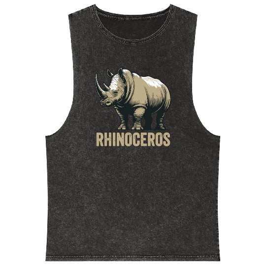 Rhinoceros Rhino Safari African Animal Mineral Wash Tank Tops