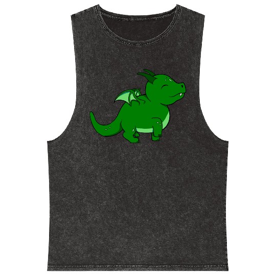 Chibi Dragon Mineral Wash Tank Tops