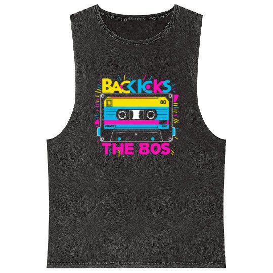 Back to the 80s Retro Cassette Tape Design - Vinta Mineral Wash Tank Tops