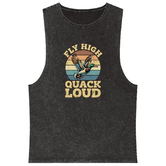 Mallard Duck Fly High Quack Loud Retro Water Bird Mineral Wash Tank Tops