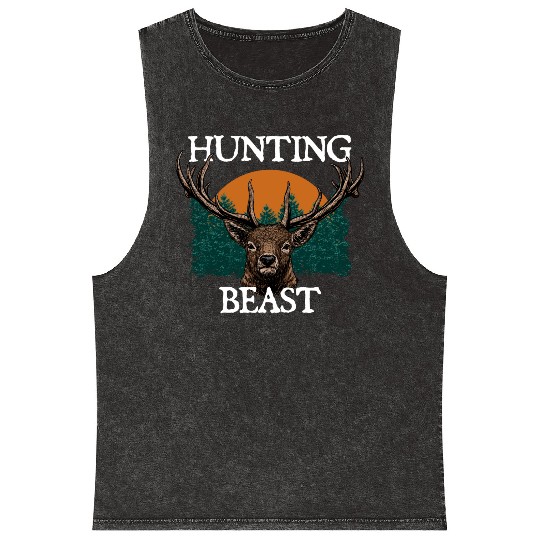 Hunting Beast Bear Hunter Bear Cub Animal Shooting Mineral Wash Tank Tops