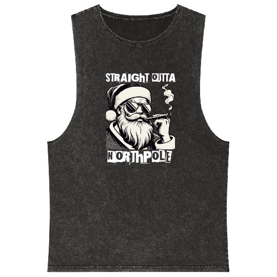 straight outta northpole christmas santa claus Mineral Wash Tank Tops