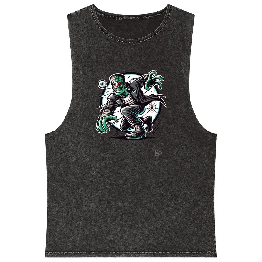 The Green One-Eyed Cyclops Monster Mineral Wash Tank Tops