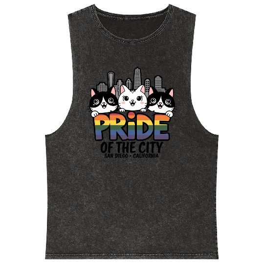 Pride of San Diego City California USA Rainbow Fla Mineral Wash Tank Tops