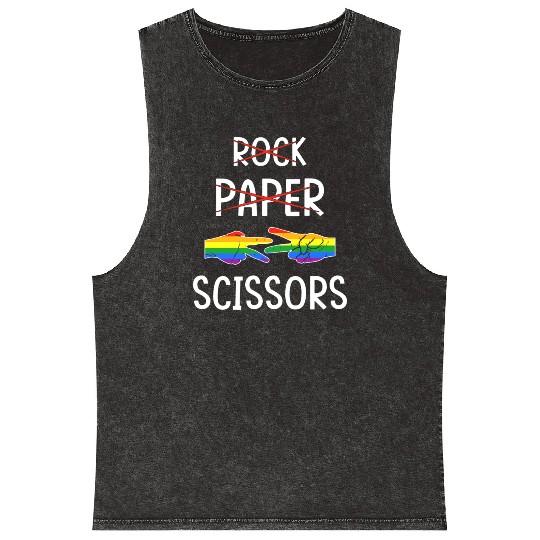 LGBTQ Lesbian Rock Paper Scissors Mineral Wash Tank Tops