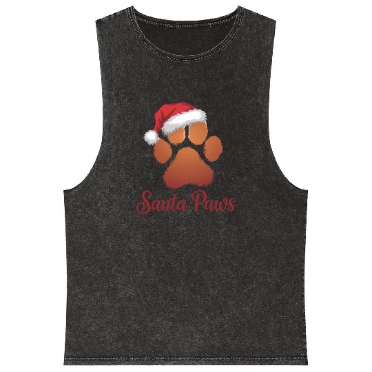Santa Paws Christmas Mineral Wash Tank Tops, Cute Pet Lovers Holid