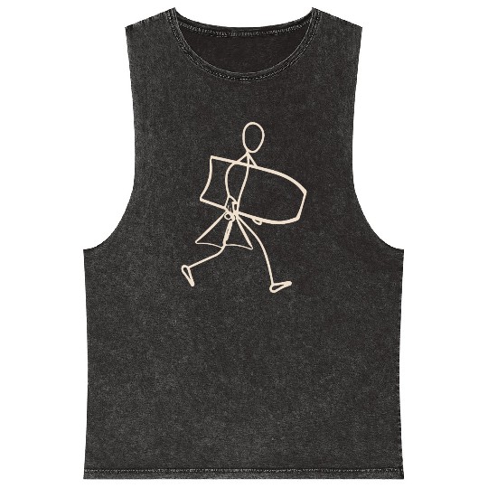 Surfer walking with Bodyboard Mineral Wash Tank Tops