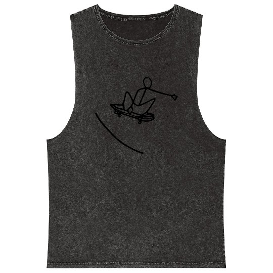 Skater skating on skateboard Mineral Wash Tank Tops