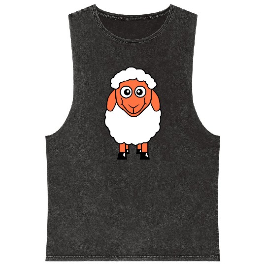 Sheep Baby Standing Cute Lamb Child Cool Comic Fun Mineral Wash Tank Tops