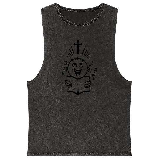 Boy singing cross church Mineral Wash Tank Tops