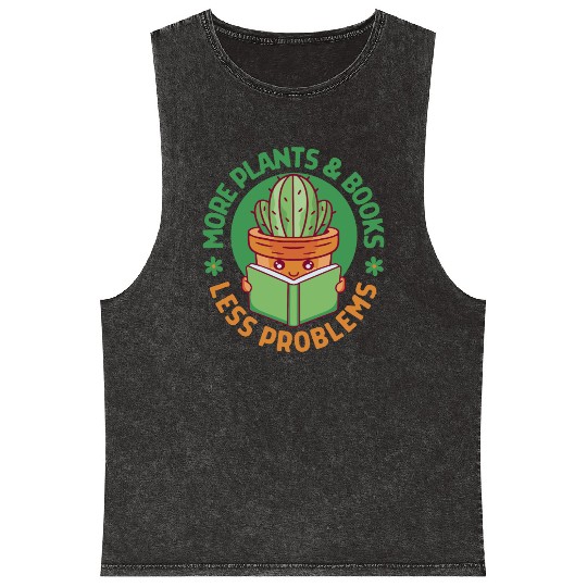 More Plants and Books Less Problems Mineral Wash Tank Tops