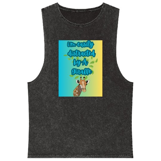 i m easily distracted by A giraffe design animal Mineral Wash Tank Tops