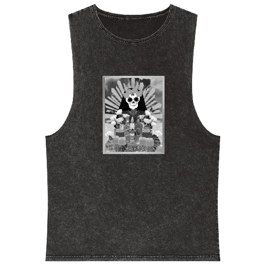 Butterfly Black and White Santa Muerte Mineral Wash Tank Tops