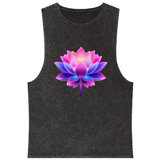 Neon Lotus – Vibrant Glow in Pink Mineral Wash Tank Tops