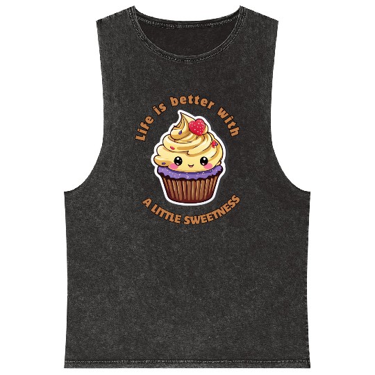 Life is better with a little sweetness Mineral Wash Tank Tops