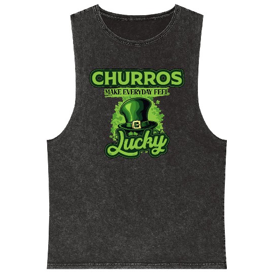 Churros Make Everyday Feel Lucky St Patricks Day Mineral Wash Tank Tops
