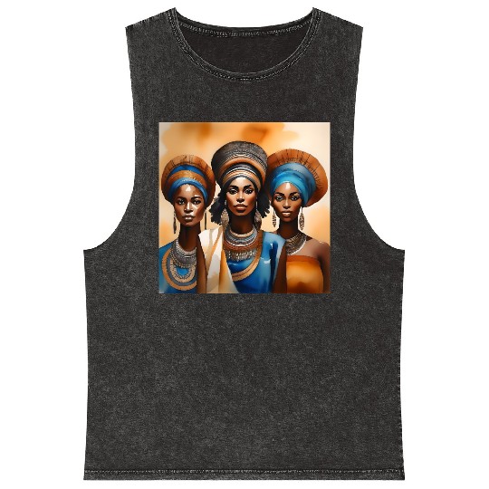 African Woman Portrait C Mineral Wash Tank Tops