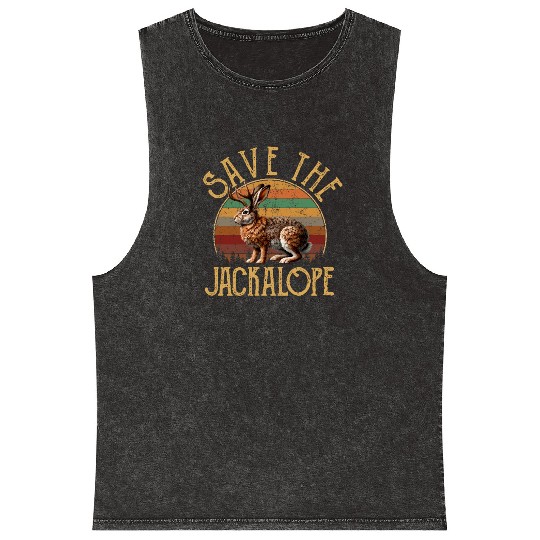 Save The Jackalope, Vintage Retro Camping Lover Ja Mineral Wash Tank Tops