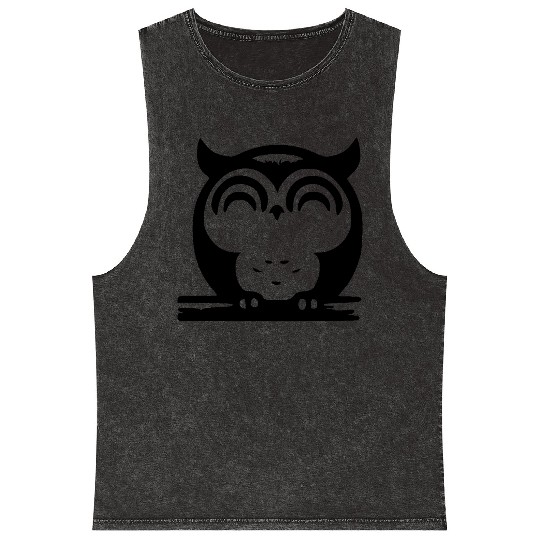 Cute Sleeping Owl Mineral Wash Tank Tops