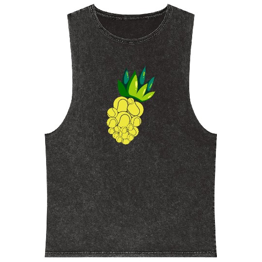 Pineapple Tennis Vibes for Summer Fun Mineral Wash Tank Tops