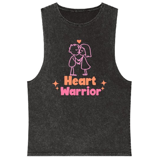 Heart warrior, valentine Mineral Wash Tank Tops