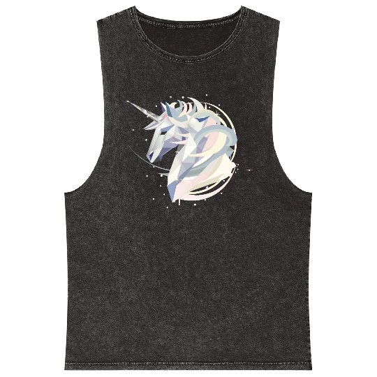 Magical geometric unicorn in pastel colors Mineral Wash Tank Tops