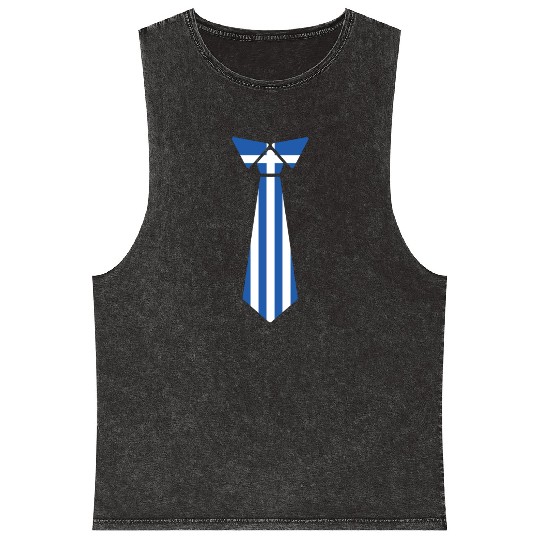 Tie Greece Flag Greek Flag Mineral Wash Tank Tops