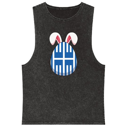Bunny Rabbit Greece Flag Greek Flag Mineral Wash Tank Tops