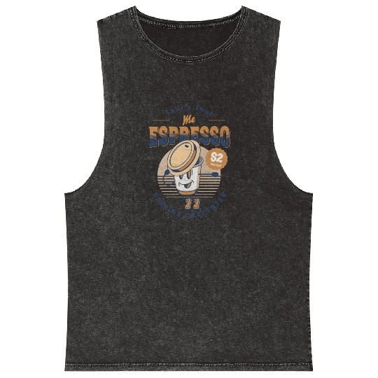 Coffee Cup Comics Mascot Espresso drink Mineral Wash Tank Tops
