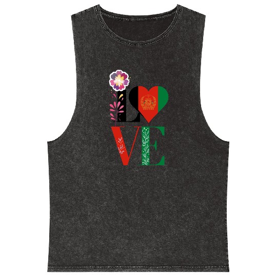 Kabul Store Love Afghanistan Mineral Wash Tank Tops