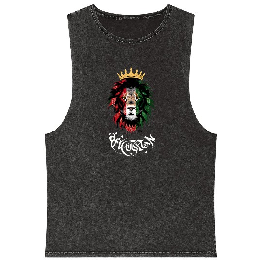 Afghanistan Lion Mineral Wash Tank Tops