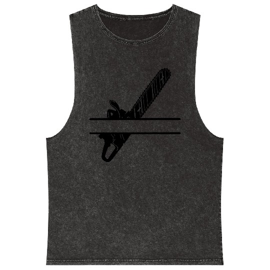 Chainsaw lumberjack banner Mineral Wash Tank Tops
