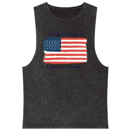 US flag.Presidents Day Mineral Wash Tank Tops