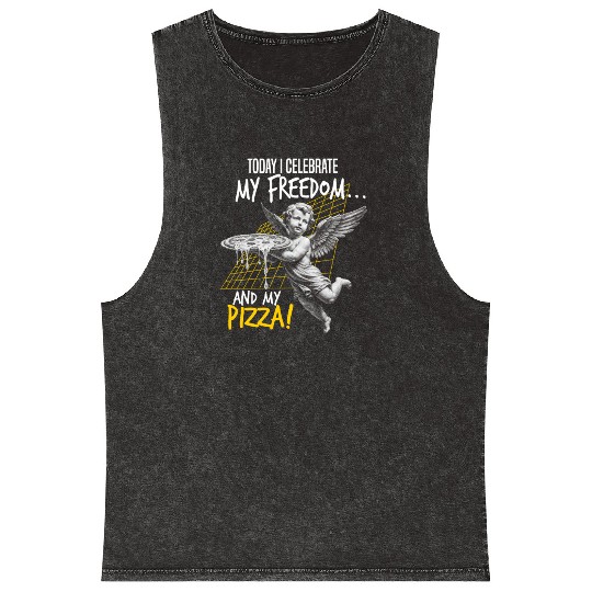 Cherub Angel Cupid Vintage I celebrate my freedom Mineral Wash Tank Tops
