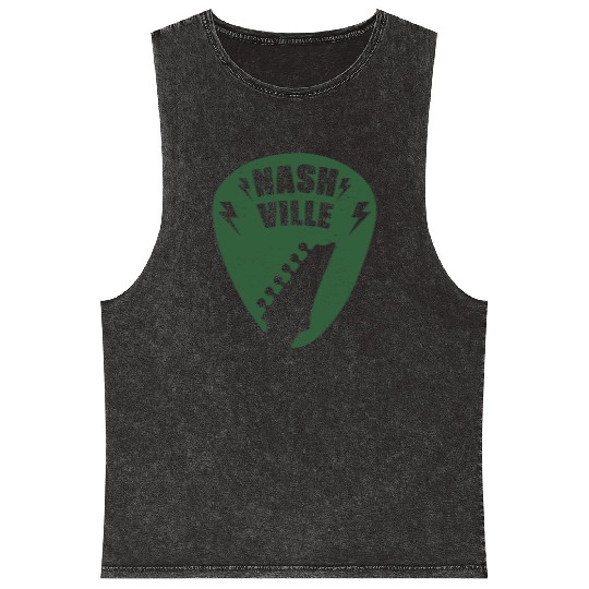Nashville Music City Guitar Pick Mineral Wash Tank Tops