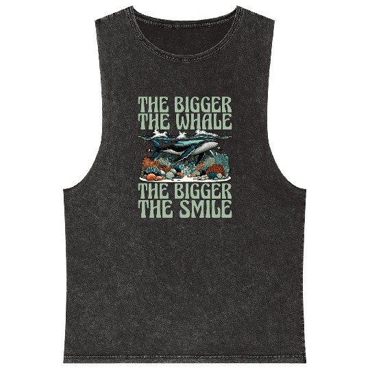 Whale Watching The Bigger The Whale Sea Creatures Mineral Wash Tank Tops