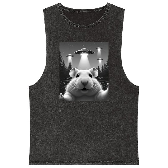 UFO Funny Hamster Mineral Wash Tank Tops