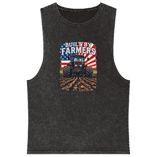 Built By Farmers Proud American Farmer Tractors Mineral Wash Tank Tops