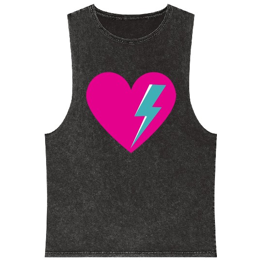 Heart with Lightning Bolt Mineral Wash Tank Tops