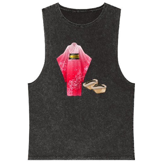 Elegant Japanese Kimono Mineral Wash Tank Tops