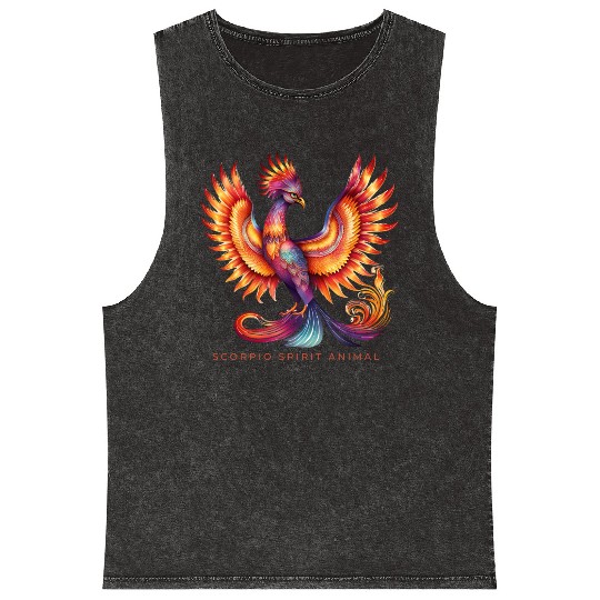 Scorpio Spirit Animal Phenix Alebrije Female Mineral Wash Tank Tops