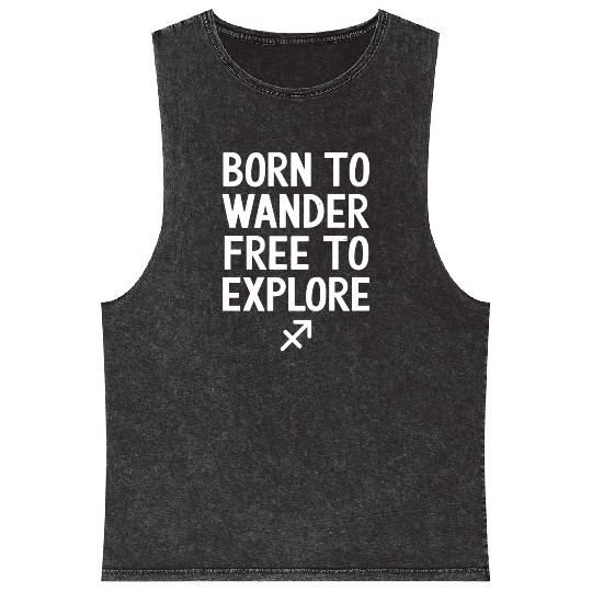 Born To Wander Free To Explore Sagittarius Zodiac Mineral Wash Tank Tops