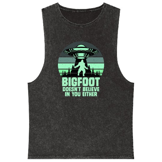 UFO-Bigfoot Yeti Sasquatch Mineral Wash Tank Tops