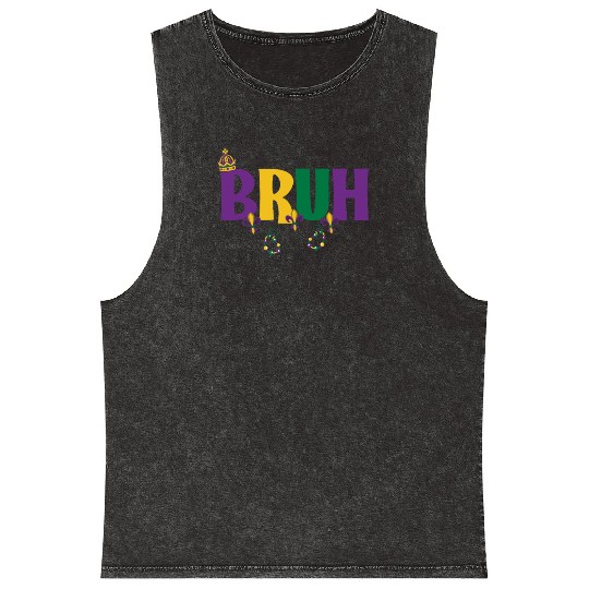Bruh Mardi Gras Teens Boys Kids Mardi Gras Bruh Mineral Wash Tank Tops