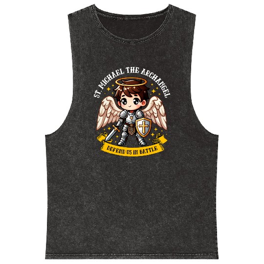 Saint Michael the Archangel Catholic Pray for kids Mineral Wash Tank Tops