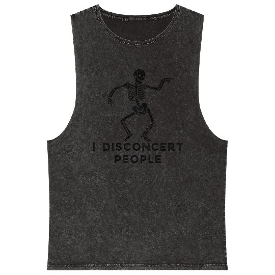 "I Disconcert People" Dancing Skeleton Mineral Wash Tank Tops